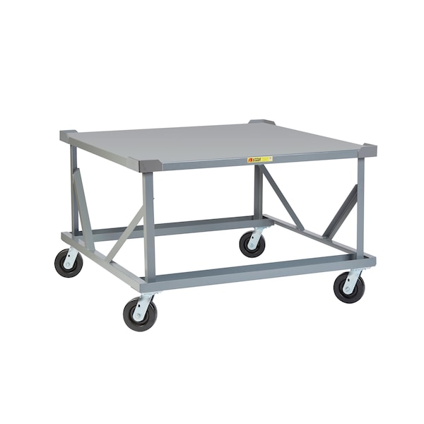 Mobile Pallet Stand, 48" x 48" Solid Deck, Fixed Height, Load Retainer